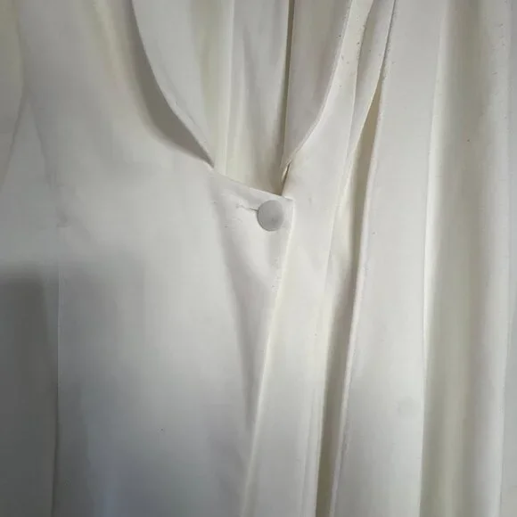 Katie May Boss Lady Cape Sleeves Mini Dress Ivory Padded Shoulders Sz Medium
